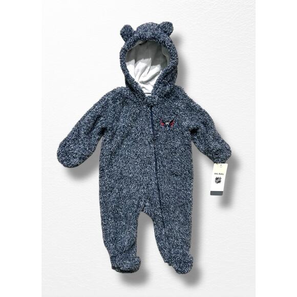 NWT NHL Washington Capitals Game Nap Teddy Fleece Bunting Sleeper, 3-6 Months - Picture 2 of 8
